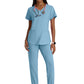 Women's Two-Pocket Piped V-Neck Rhythm Top - GSST180 - Ocean Mist
