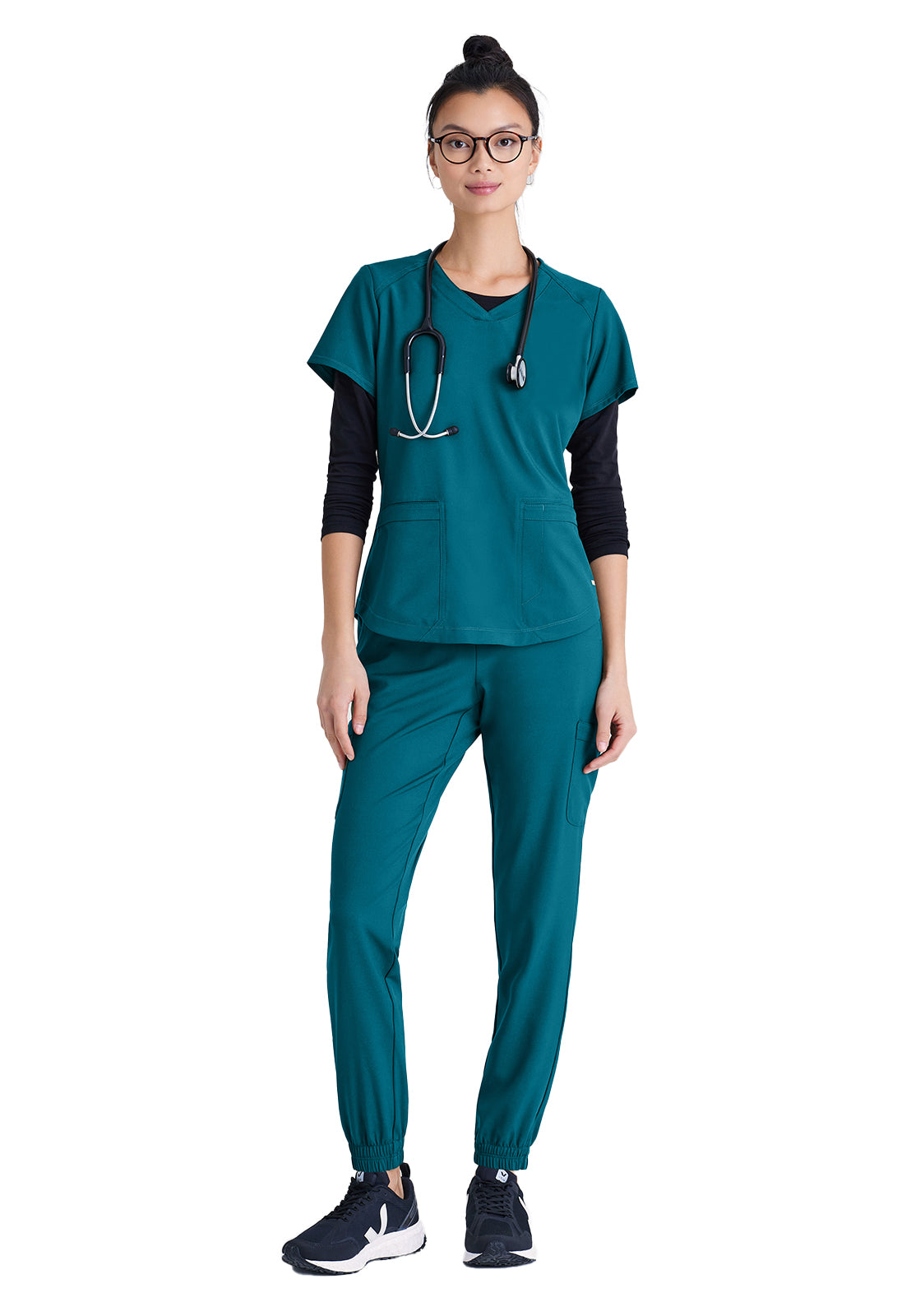 Women's Two-Pocket Piped V-Neck Rhythm Top - GSST180 - Bahama