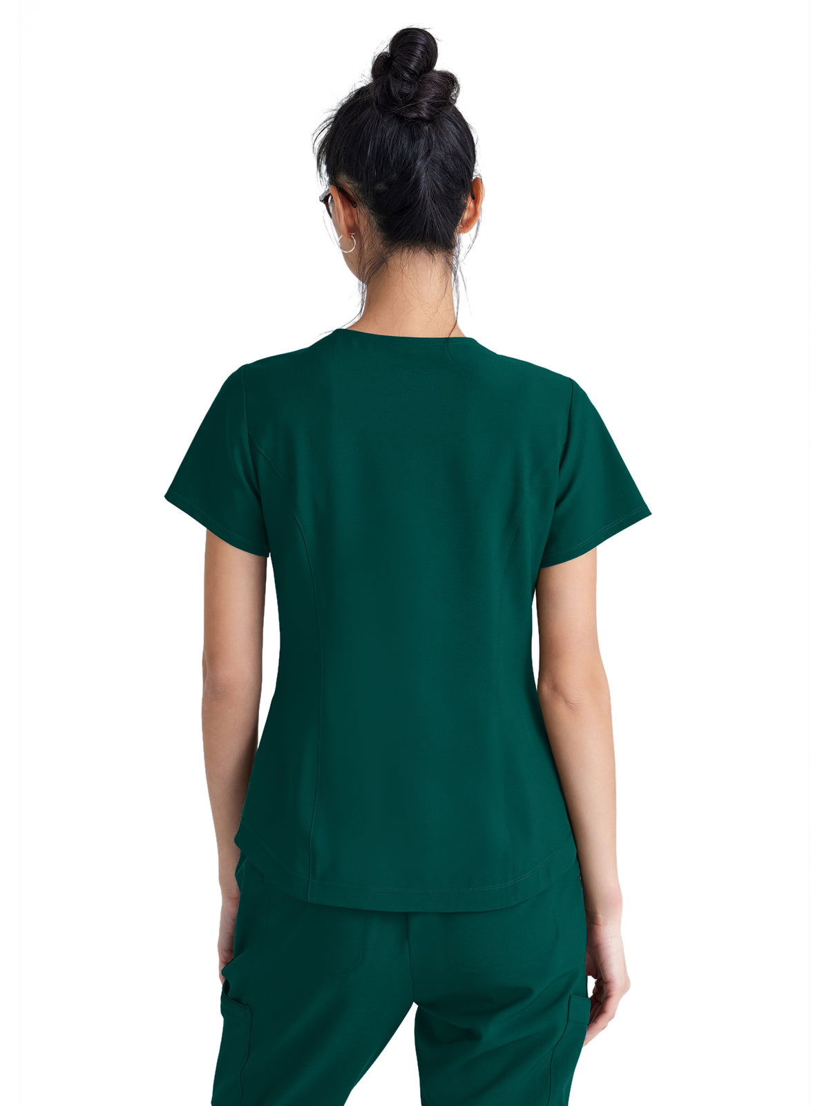 Women's Two-Pocket Piped V-Neck Rhythm Top - GSST180 - Hunter Green