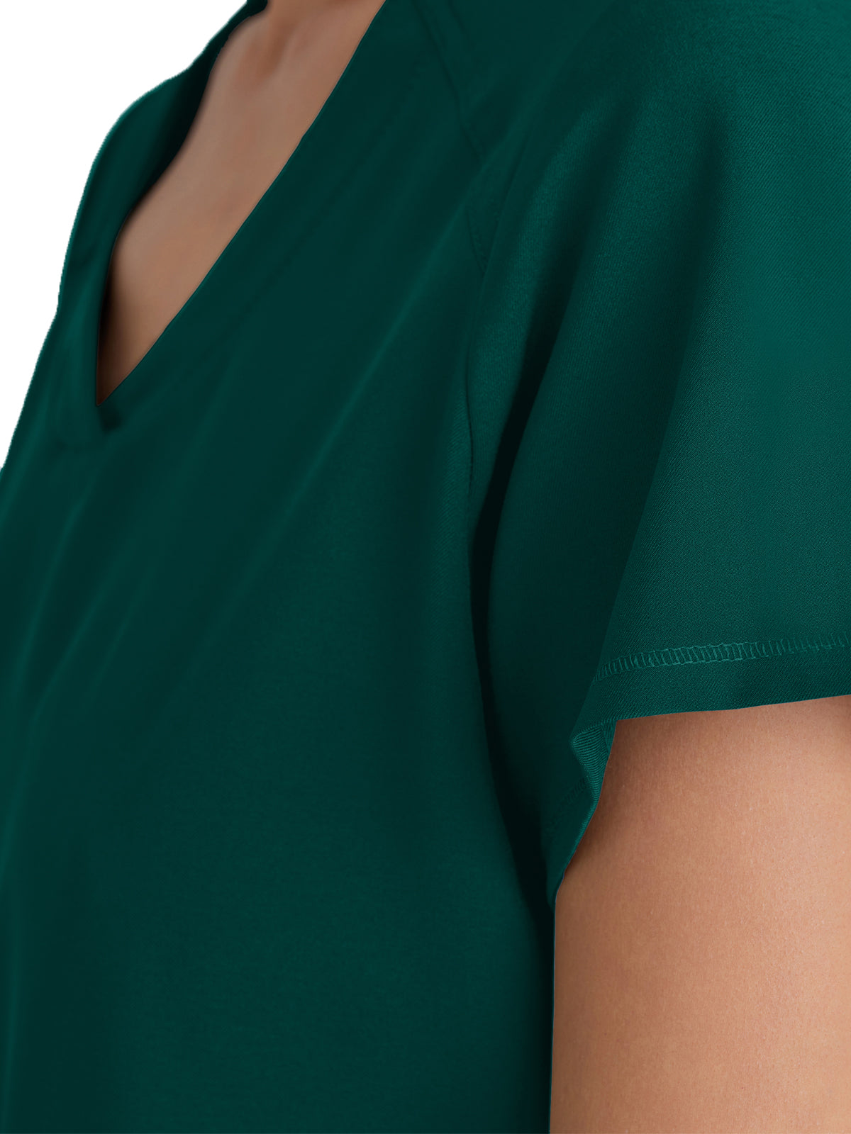 Women's Two-Pocket Piped V-Neck Rhythm Top - GSST180 - Hunter Green