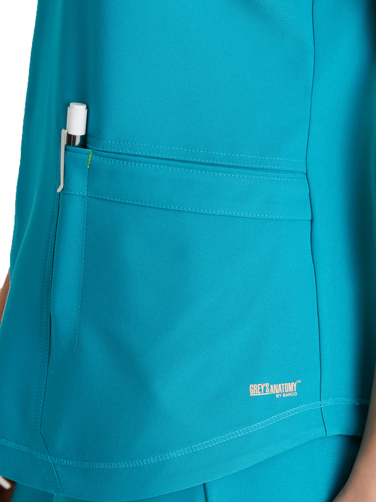 Women's Two-Pocket Piped V-Neck Rhythm Top - GSST180 - Teal