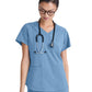 Women's Two-Pocket Piped V-Neck Rhythm Top - GSST180 - Ciel Blue