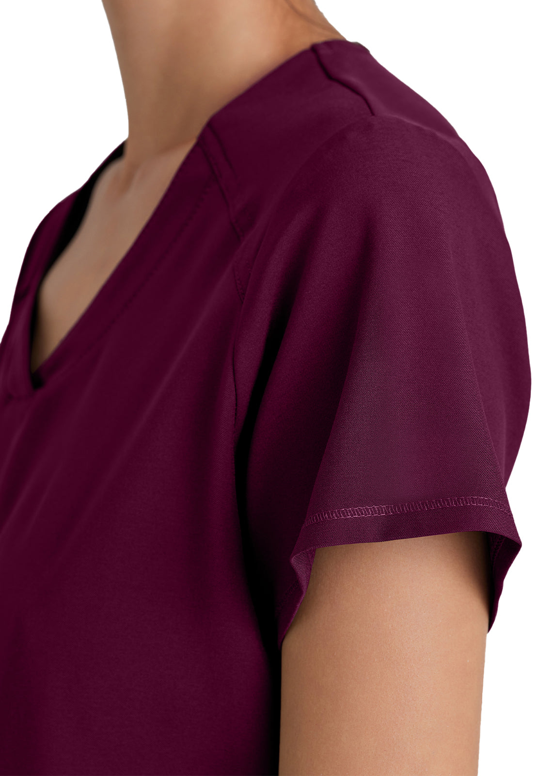 Women's Two-Pocket Piped V-Neck Rhythm Top - GSST180 - Wine