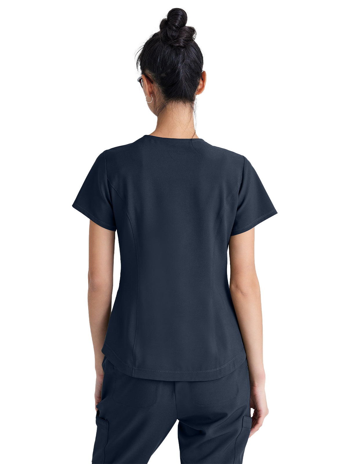 Women's Two-Pocket Piped V-Neck Rhythm Top - GSST180 - Steel