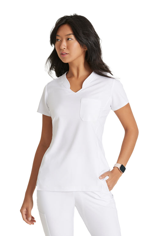 Women's Banded-V-Neck Sway Tuck-In Top - GSST181 - White