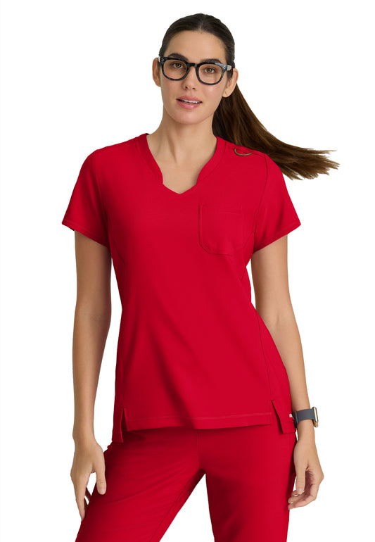 Women's Banded-V-Neck Sway Tuck-In Top - GSST181 - True Red