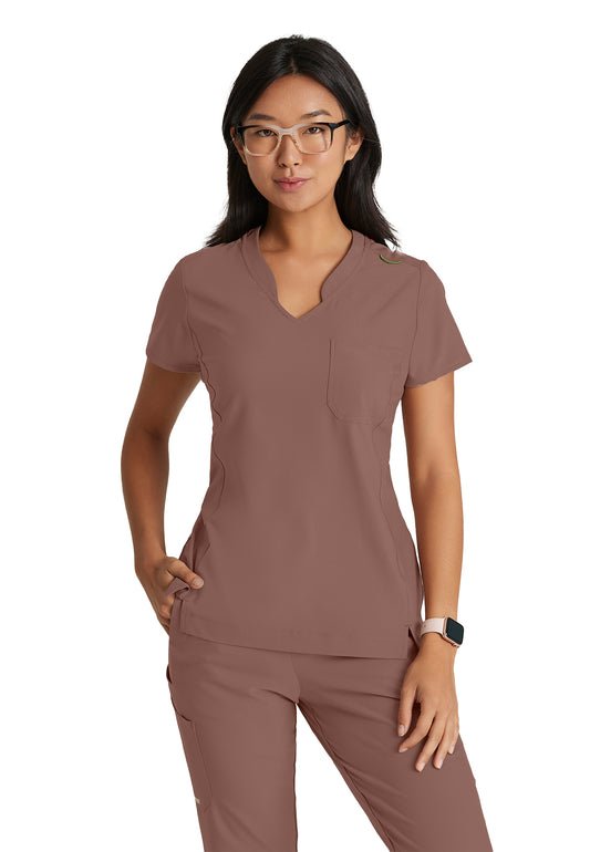 Women's Banded-V-Neck Sway Tuck-In Top - GSST181 - Driftwood