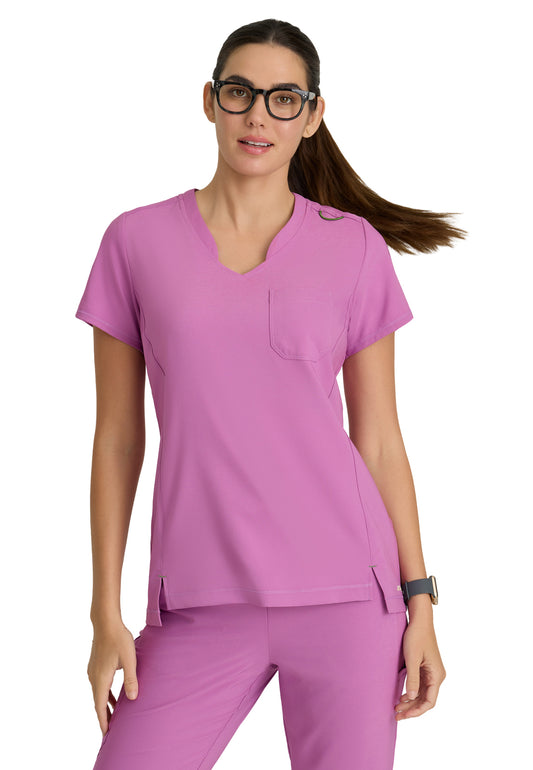 Women's Banded-V-Neck Sway Tuck-In Top - GSST181 - Twilight Mauve