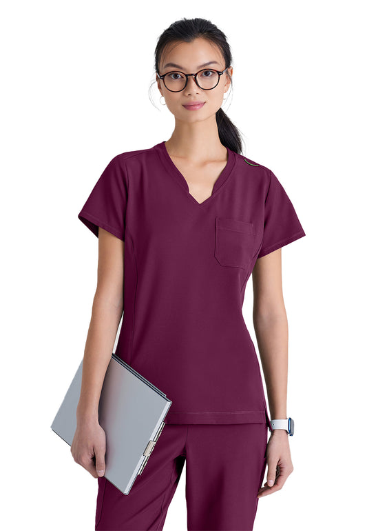 Women's Banded-V-Neck Sway Tuck-In Top - GSST181 - Wine