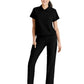 Women's 2 Pocket Zip Neck Banded Waist Perseverance Top - GSST215 - Black