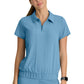 Women's 2 Pocket Zip Neck Banded Waist Perseverance Top - GSST215 - Ocean Mist