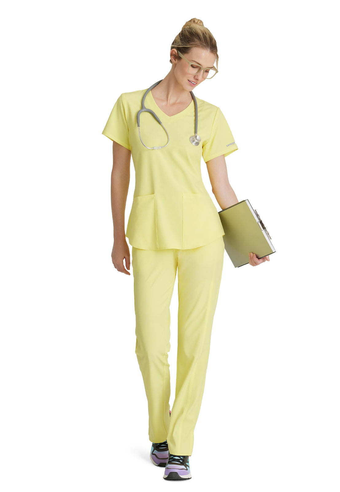 Women's V-Neck Top - SK101 - Lemon Glow