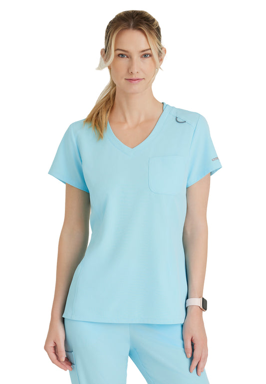 Women's High-Low Hem Tuck-In Top - SKT147 - Poolside Blue
