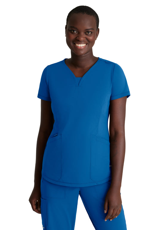 Women's 3 Pocket Gusset V-Neck Serene Top - SKT220 - New Royal