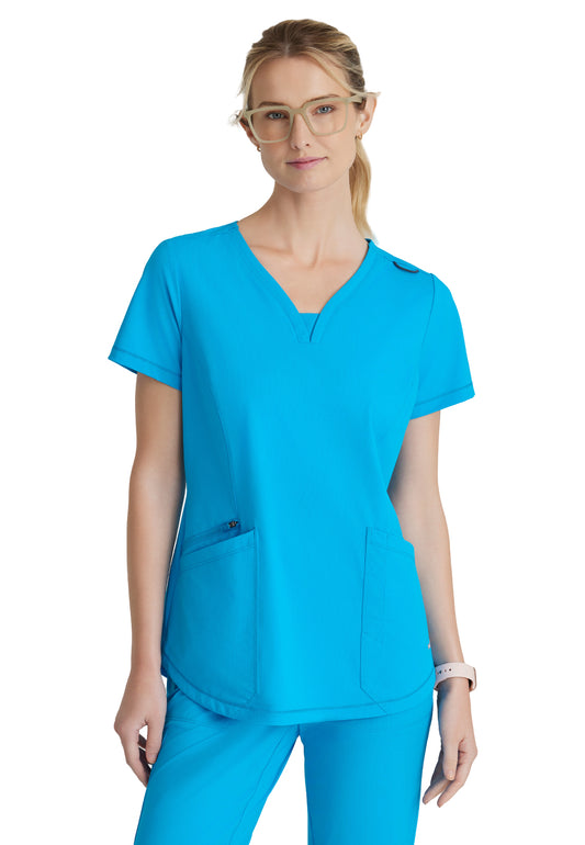 Women's 3 Pocket Gusset V-Neck Serene Top - SKT220 - Bold Azure