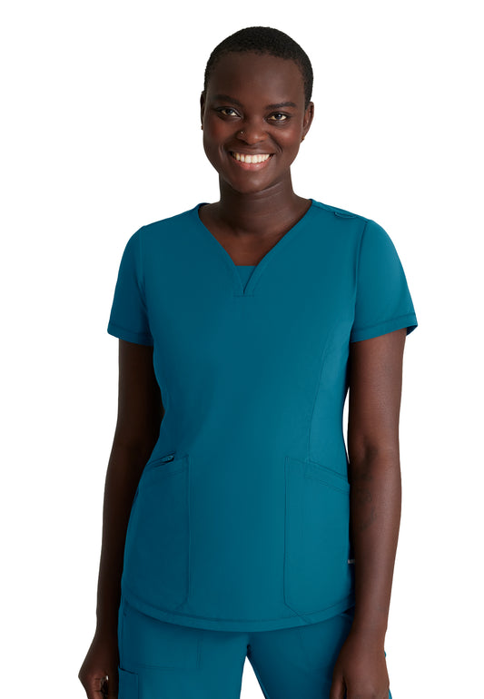 Women's 3 Pocket Gusset V-Neck Serene Top - SKT220 - Bahama