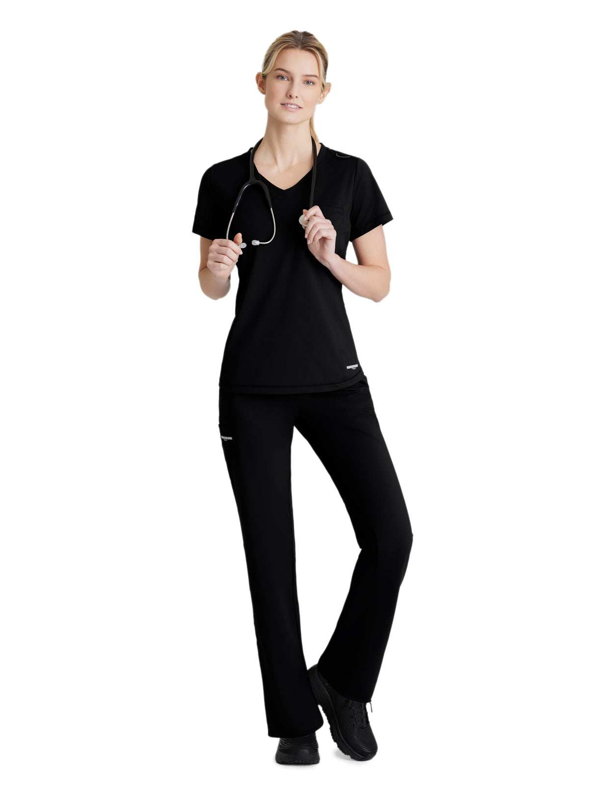 Women's 1 Pocket Tulip Hem Flow Top - SKT221 - Black