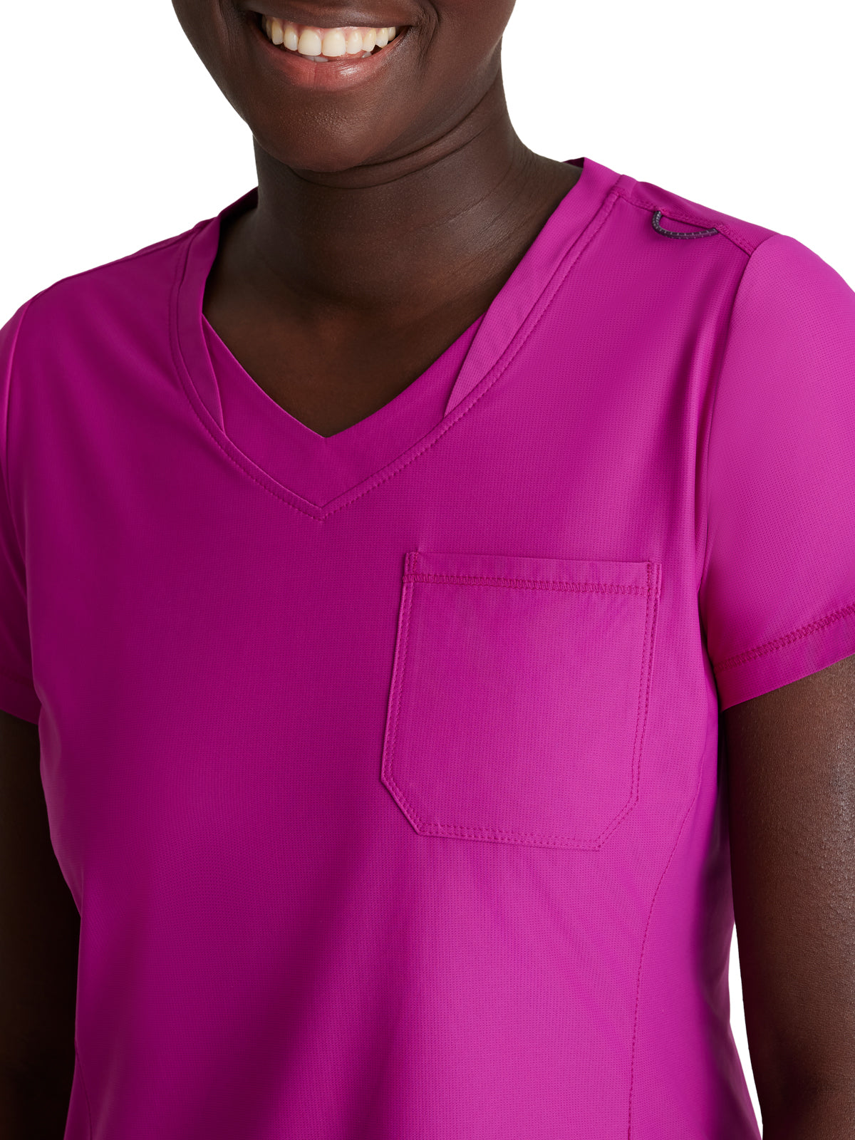 Women's 1 Pocket Tulip Hem Flow Top - SKT221 - Deep Magenta