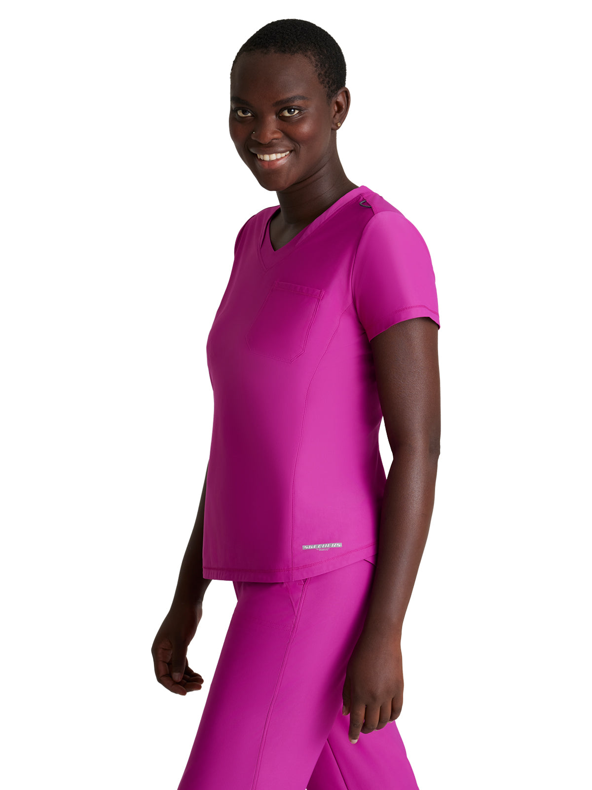 Women's 1 Pocket Tulip Hem Flow Top - SKT221 - Deep Magenta