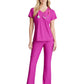 Women's 1 Pocket Tulip Hem Flow Top - SKT221 - Deep Magenta