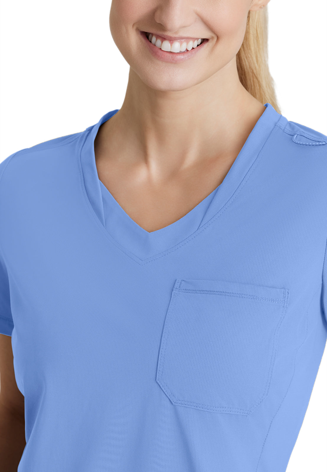 Women's 1 Pocket Tulip Hem Flow Top - SKT221 - Ciel Blue