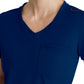 Women's 1 Pocket Tulip Hem Flow Top - SKT221 - Navy