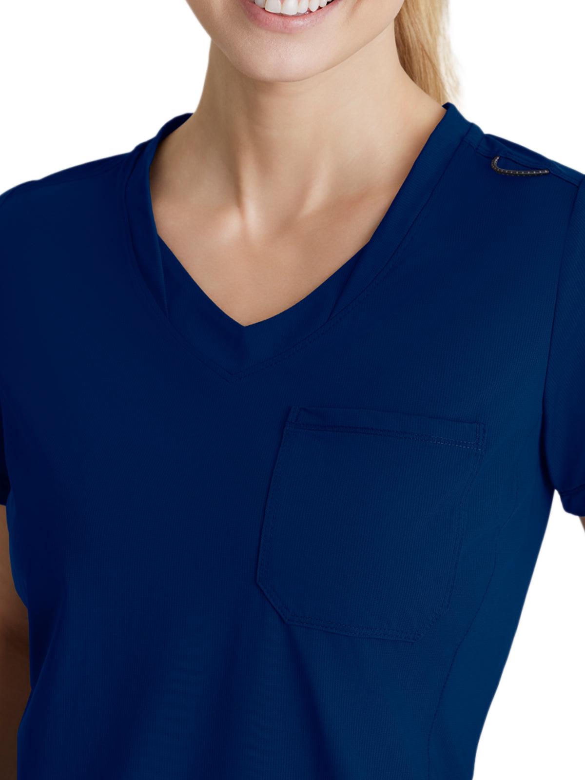 Women's 1 Pocket Tulip Hem Flow Top - SKT221 - Navy
