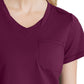 Women's 1 Pocket Tulip Hem Flow Top - SKT221 - Wine