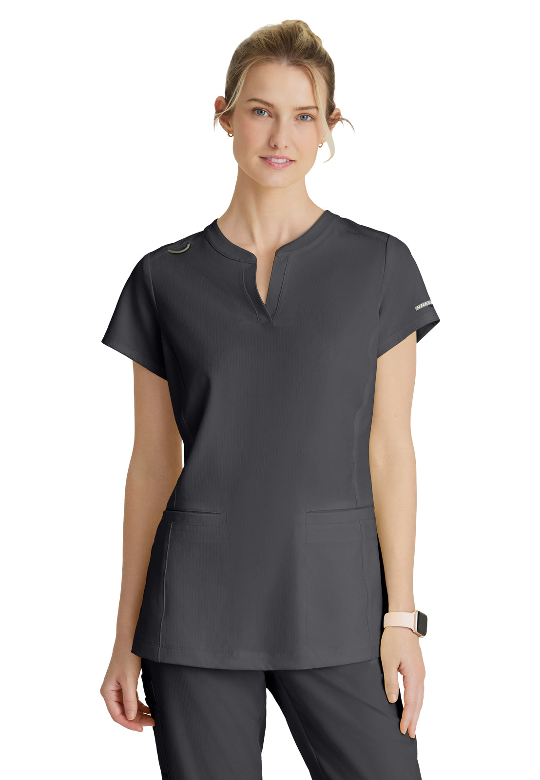 Women's Two Pocket V-Neck Coast Top - SKT259 - Pewter