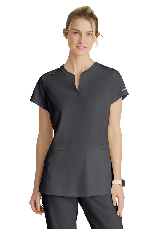 Women's Two Pocket V-Neck Coast Top - SKT259 - Pewter