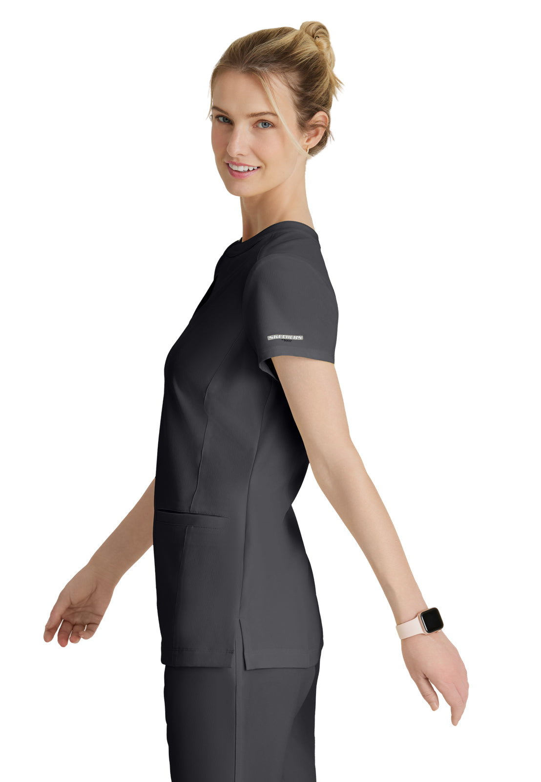 Women's Two Pocket V-Neck Coast Top - SKT259 - Pewter