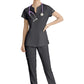 Women's Two Pocket V-Neck Coast Top - SKT259 - Pewter