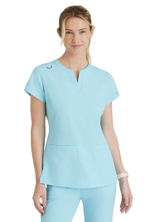 Women's Two Pocket V-Neck Coast Top - SKT259 - Poolside Blue