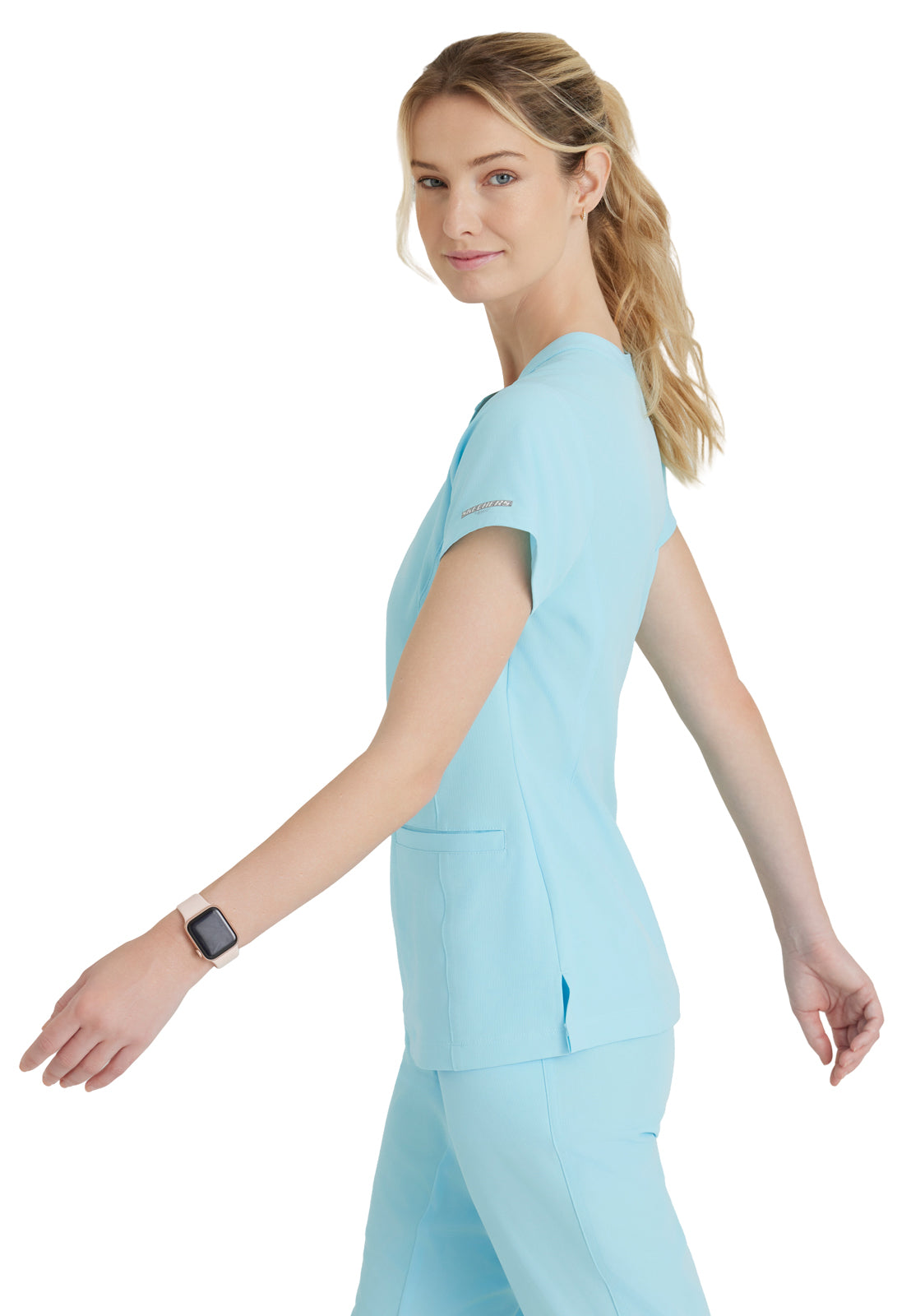 Women's Two Pocket V-Neck Coast Top - SKT259 - Poolside Blue