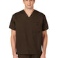 Unisex Double-Pocket V-Neck Top - 100 - Chocolate
