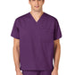 Unisex Double-Pocket V-Neck Top - 100 - Eggplant