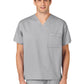 Unisex Double-Pocket V-Neck Top - 100 - Grey