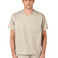Unisex Double-Pocket V-Neck Top - 100 - Khaki