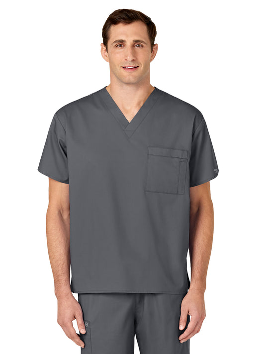 Unisex Double-Pocket V-Neck Top - 100 - Pewter