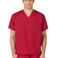 Unisex Double-Pocket V-Neck Top - 100 - Red