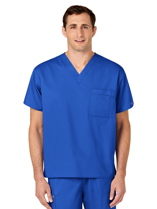 Unisex Double-Pocket V-Neck Top - 100 - Royal