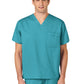 Unisex Double-Pocket V-Neck Top - 100 - Teal
