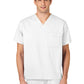 Unisex Double-Pocket V-Neck Top - 100 - White