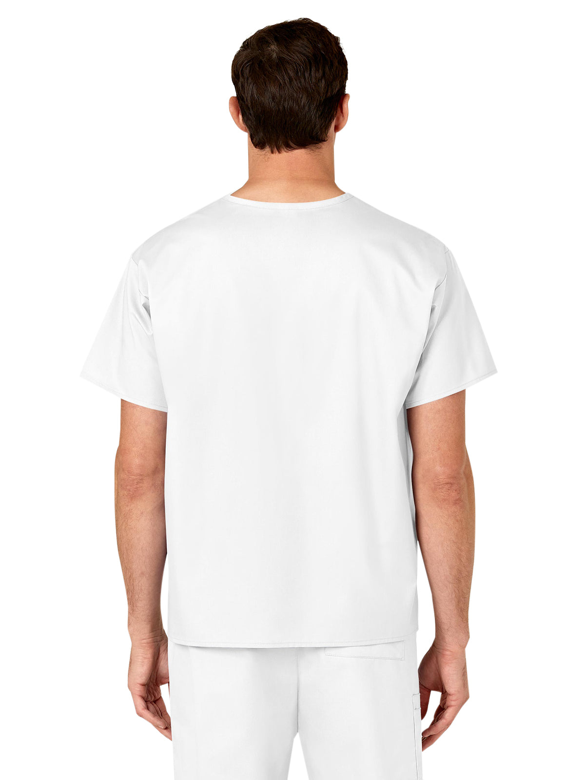 Unisex Double-Pocket V-Neck Top - 100 - White