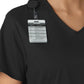 Women's Three-Pocket Curved V-Neck Top - 106 - Black