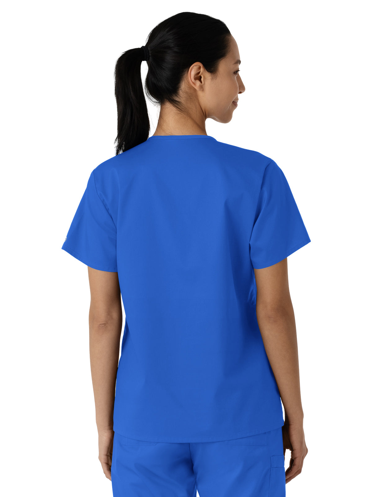 Women's Three-Pocket Curved V-Neck Top - 106 - Royal