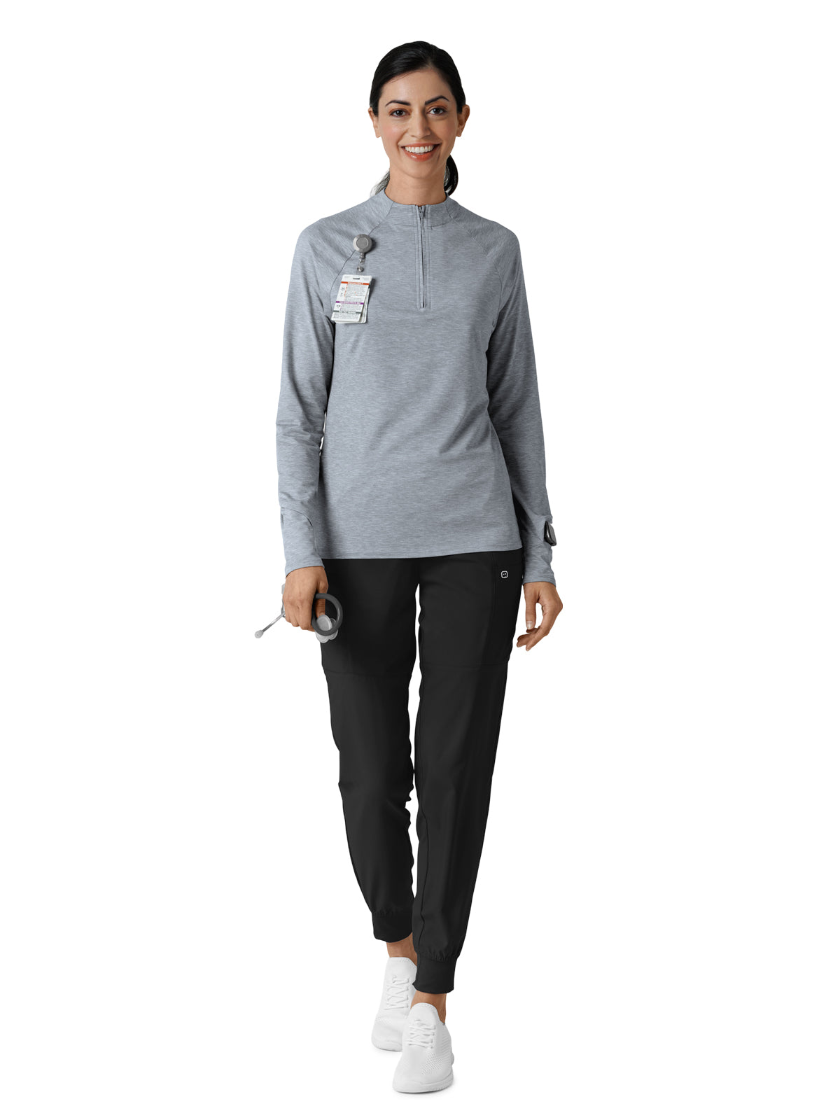 Women's Watch Window Quarter Zip Top - 2239 - Grey Heather