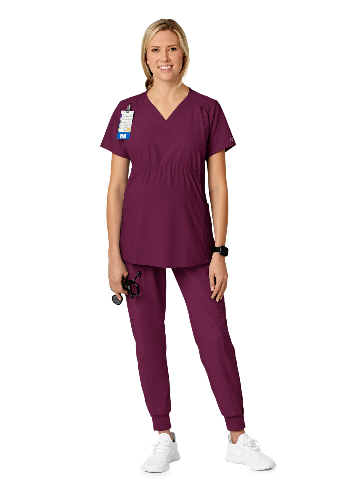 Women's Five-Pocket Maternity Top - 4555 - Wine