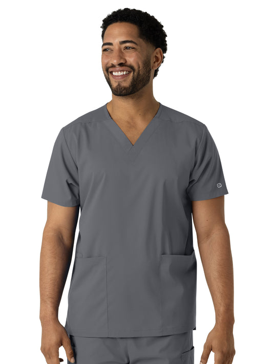 Unisex Three-Pocket V-Neck Top - 6051 - Pewter