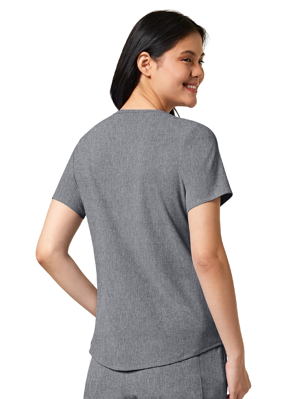 Women's Four-Pocket V-Neck Top - 6134 - Grey Heather